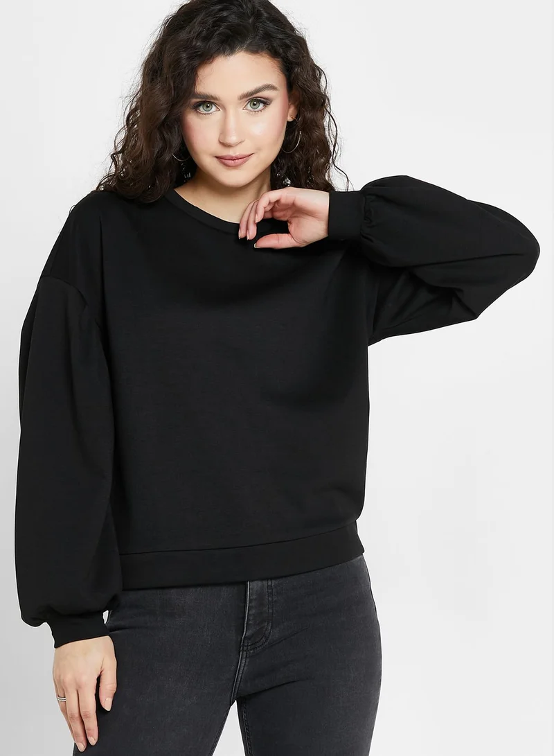 Jacqueline de Yong Balloon Sleeve Knitted Sweatshirt