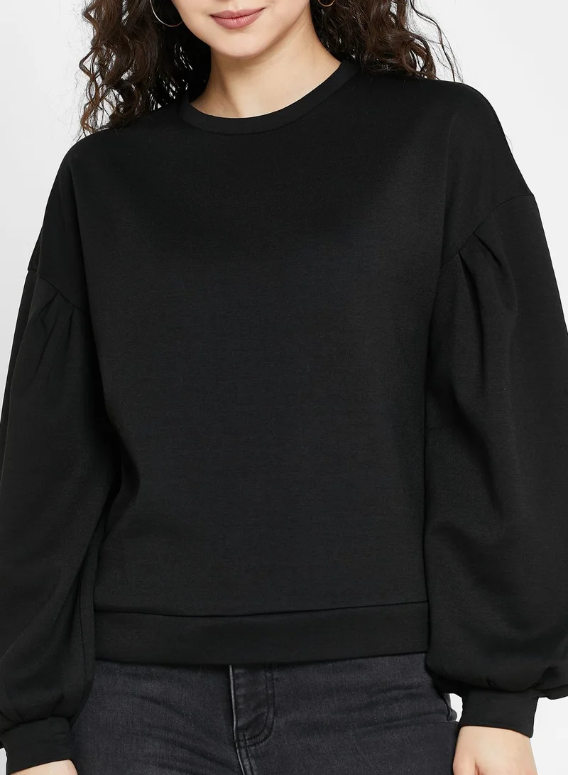 Jacqueline de Yong Balloon Sleeve Knitted Sweatshirt