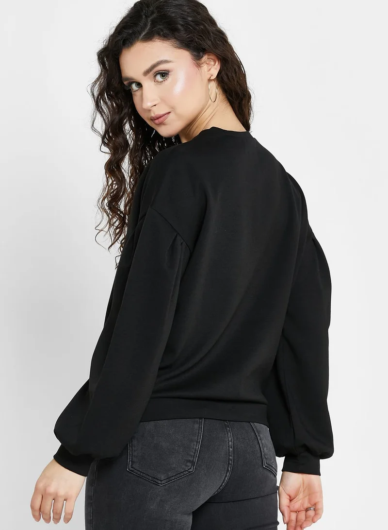 Jacqueline de Yong Balloon Sleeve Knitted Sweatshirt
