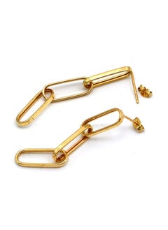 Gold Zone Real Gold Link Hanging Stud Earrings  - Image 1