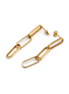 Gold Zone Real Gold Link Hanging Stud Earrings  - Image 5