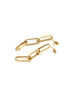 Gold Zone Real Gold Link Hanging Stud Earrings  - Image 3