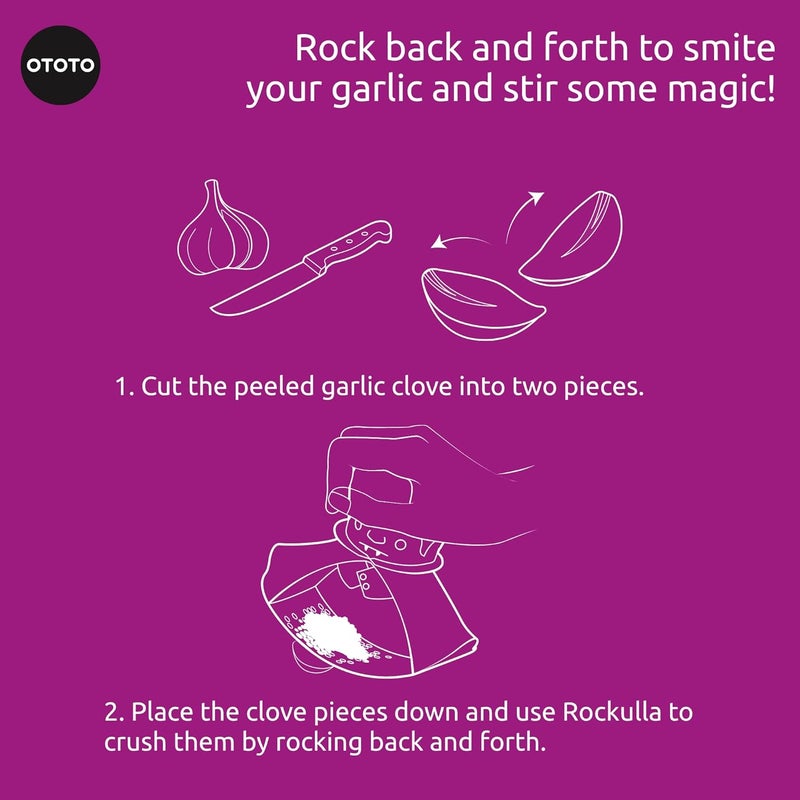 OTOTO Rockula Garlic Press Rocker - Garlic Masher, Garlic Rocker, Rocking Garlic Press Stainless Steel - Garlic Smasher Spooky Gifts - Easy to Clean - Image 4