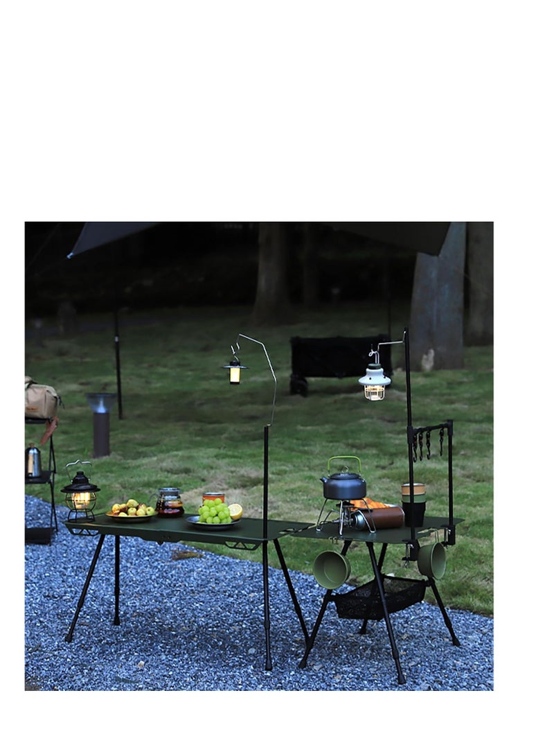 Y&D Camp Table, Portable Outdoor Camping Table, Lightweight Folding Camping Table with Light Holder, for Backyard, Beach, Garden, Terrace, Balcony, Travel, BBQ (Color : Black) - Image 2