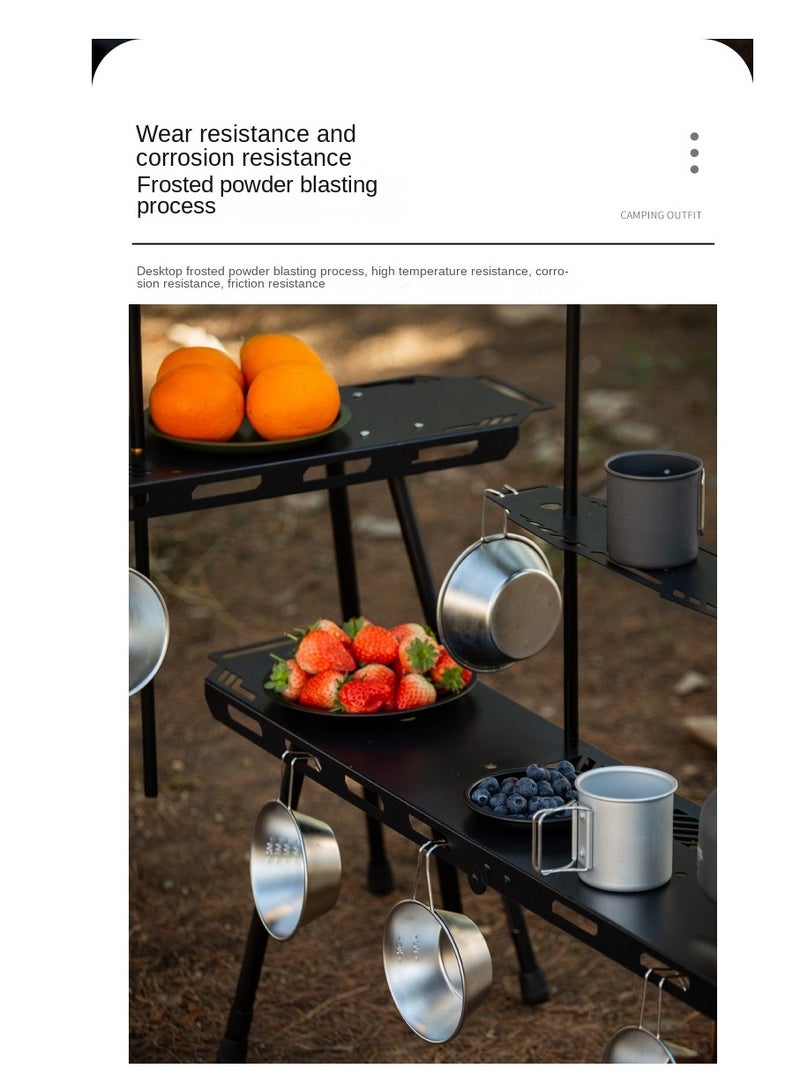 Y&D Camp Table, Portable Outdoor Camping Table, Lightweight Folding Camping Table with Light Holder, for Backyard, Beach, Garden, Terrace, Balcony, Travel, BBQ (Color : Black) - Image 3