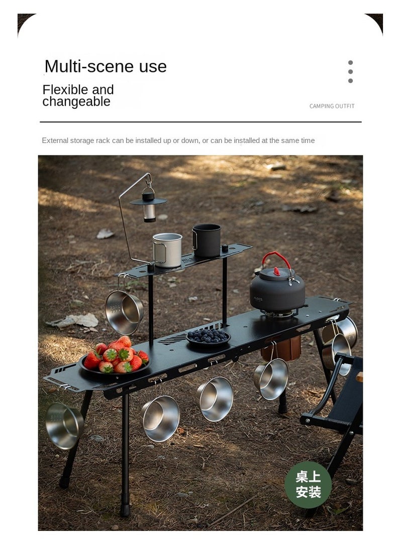 Y&D Camp Table, Portable Outdoor Camping Table, Lightweight Folding Camping Table with Light Holder, for Backyard, Beach, Garden, Terrace, Balcony, Travel, BBQ (Color : Black) - Image 4