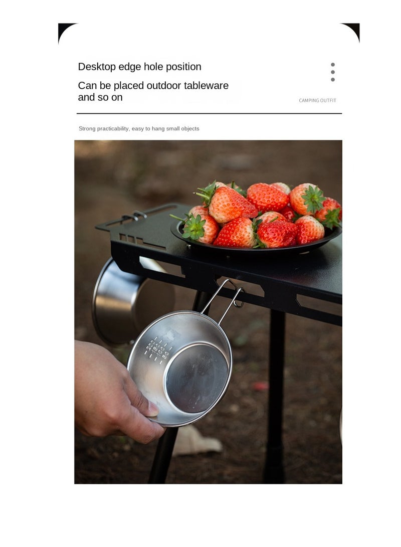 Y&D Camp Table, Portable Outdoor Camping Table, Lightweight Folding Camping Table with Light Holder, for Backyard, Beach, Garden, Terrace, Balcony, Travel, BBQ (Color : Black) - Image 5