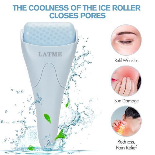 LATME Ice Roller for Face Eyes,Womens Gifts,Face Massager Roller Puffiness Migraine Pain Relief and Minor Injury (Smoggy Blue) - Image 2