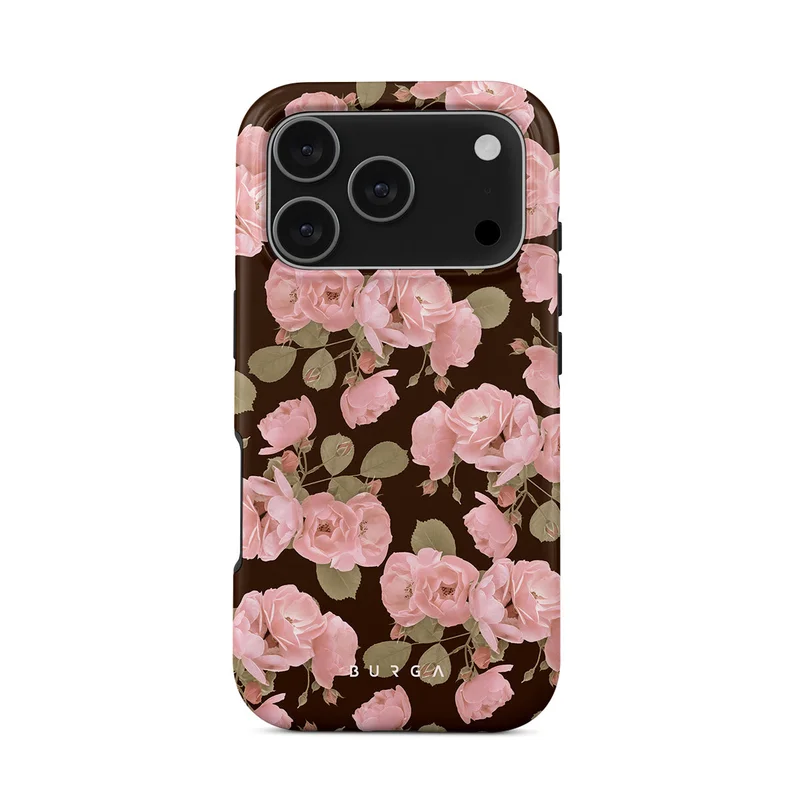 بورجا جراب فاخر بلون وردة الصحراء لهاتف iPhone 17 Pro متوافق مع هيكل صلب مزدوج الطبقات هجين + حماية من السيليكون - غطاء محمول مقاوم للخدش والصدمات