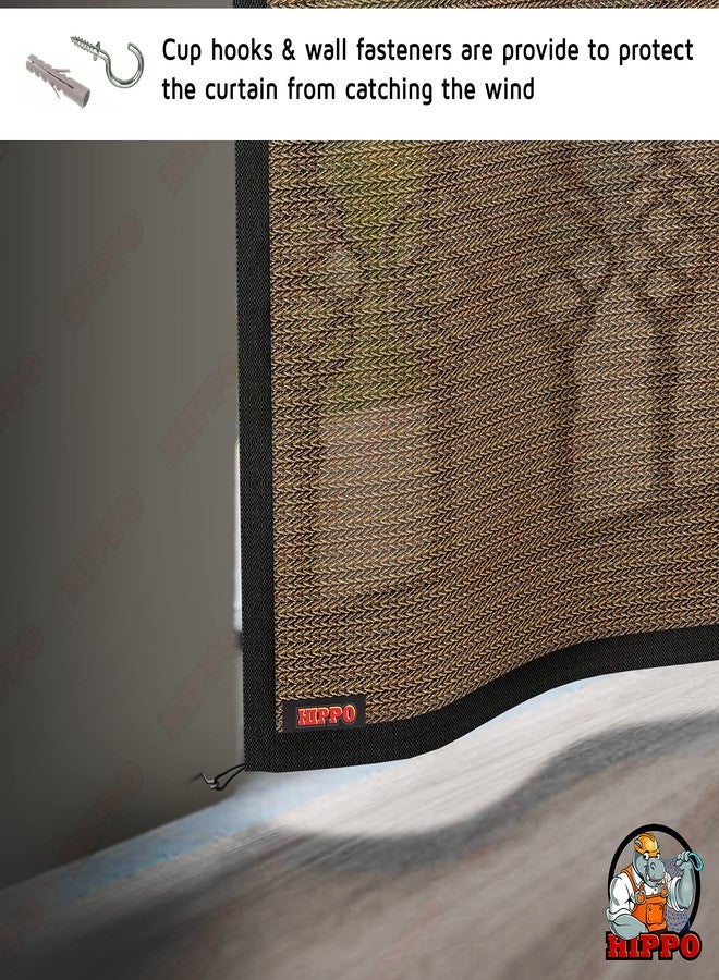 HIPPO HDPE+PVC Waterproof Outdoor Balcony Curtain 280 GSM Sun, Rain & Dust Protection Outside Garden Customize Curtains for Home, Veranda, Hotel (Japanese-Brown, 4.5FTX7.5FT, 2 PC) - Image 4