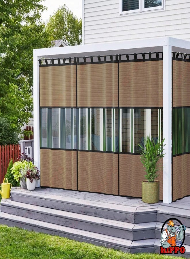 HIPPO HDPE+PVC Waterproof Outdoor Balcony Curtain 280 GSM Sun, Rain & Dust Protection Outside Garden Customize Curtains for Home, Veranda, Hotel (Japanese-Brown, 4.5FTX7.5FT, 2 PC) - Image 5