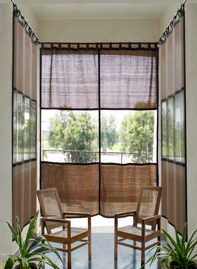 HIPPO HDPE+PVC Waterproof Outdoor Balcony Curtain 280 GSM Sun, Rain & Dust Protection Outside Garden Customize Curtains for Home, Veranda, Hotel (Japanese-Brown, 4.5FTX7.5FT, 2 PC) - Image 1
