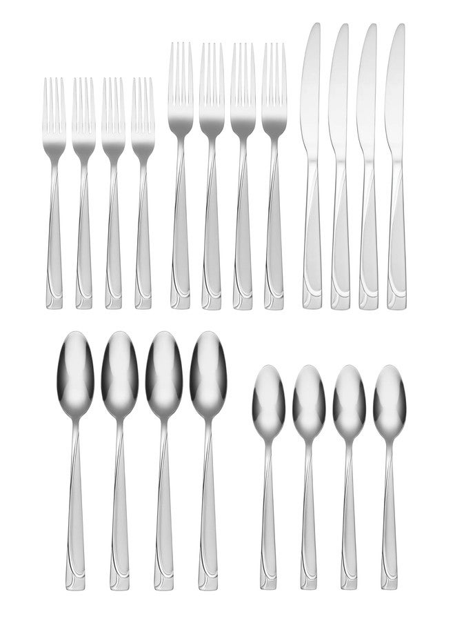 Cambridge Silverware Set, Mena 20-Piece Flatware Set, Service For 4, 18/0 Stainless Steel, Dishwasher Safe, Flatware Cutlery Sets, Utensils, Knives Spoons And Forks, Home & Kitchen (Silver, 20 Pieces) - Image 3