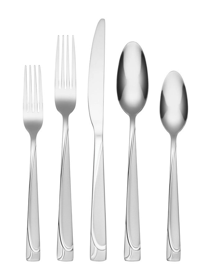 Cambridge Silverware Set, Mena 20-Piece Flatware Set, Service For 4, 18/0 Stainless Steel, Dishwasher Safe, Flatware Cutlery Sets, Utensils, Knives Spoons And Forks, Home & Kitchen (Silver, 20 Pieces) - Image 2