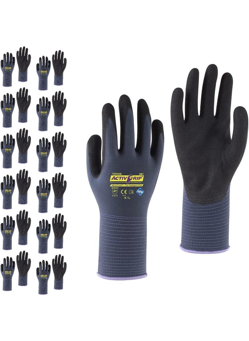 Cordova Cordova AG581 Oil Resistant Gloves MicroFinish Coating for Extra Grip and Oil Resistance Wet Grip Nylon 13Gauge Sanitized Abrasion Resistant Food Grade Comfortable Large 12Pack  - Image 1