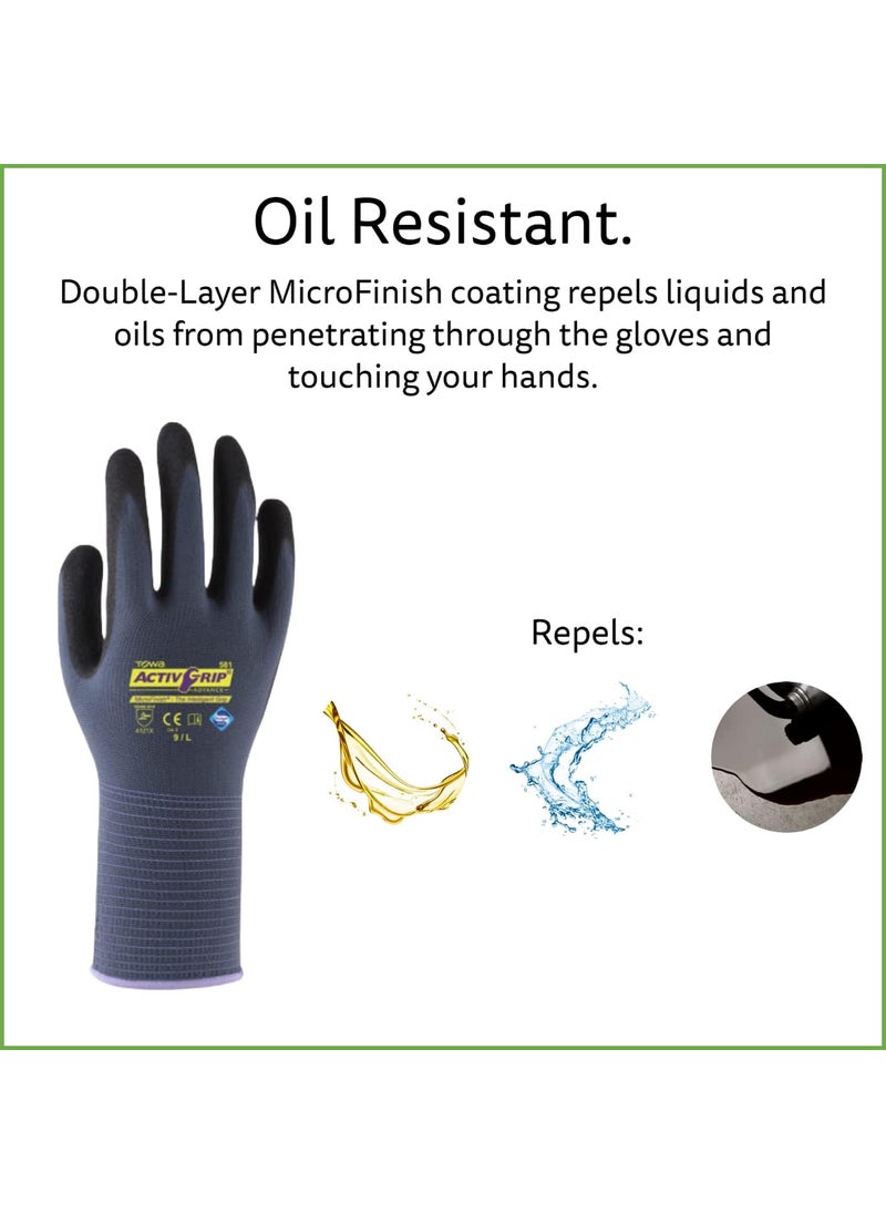 Cordova Cordova AG581 Oil Resistant Gloves MicroFinish Coating for Extra Grip and Oil Resistance Wet Grip Nylon 13Gauge Sanitized Abrasion Resistant Food Grade Comfortable Large 12Pack  - Image 3