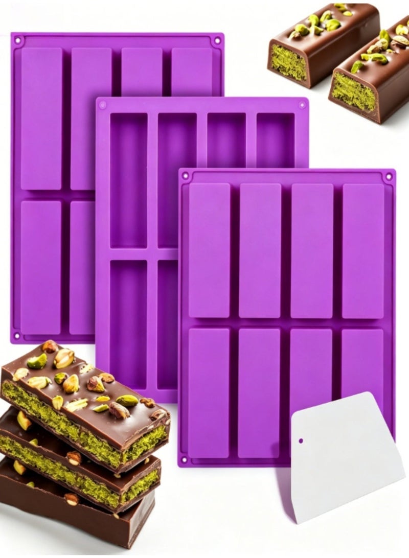 jaexest 8 Cavity Large Rectangle Granola Bar Silicone Mold – 2 Pieces – Non-Stick Baking Mold for Energy Bars, Chocolate, Soap, Crayons – BPA-Free Flexible Tray - Image 2