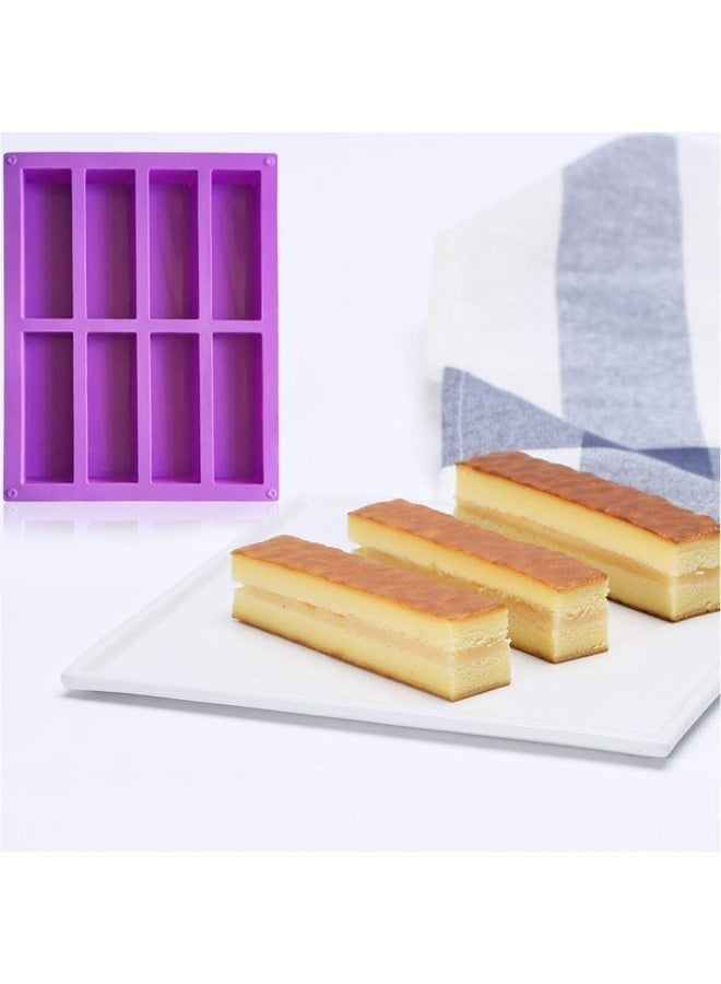 jaexest 8 Cavity Large Rectangle Granola Bar Silicone Mold – 2 Pieces – Non-Stick Baking Mold for Energy Bars, Chocolate, Soap, Crayons – BPA-Free Flexible Tray - Image 4