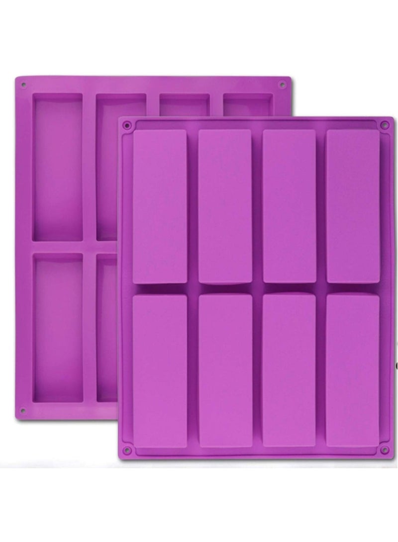 jaexest 8 Cavity Large Rectangle Granola Bar Silicone Mold – 2 Pieces – Non-Stick Baking Mold for Energy Bars, Chocolate, Soap, Crayons – BPA-Free Flexible Tray - Image 1