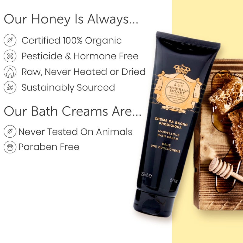 Perlier Imperial Honey Shower & Bath Cream - Nourishing & Soothing Luxury Bath Cream Made With 100% Organic Italian Honey For Deep Moisturization And Hydration (16.9 Fluid Oz.) - Image 2
