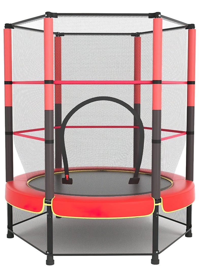 فنز  ترامبولين Funz مقاس 130 سم للاستخدام الداخلي والخارجي مع شبكة أمان، ترامبولين صغير مغلق خالٍ من الزنبرك للأطفال الصغار والأطفال باللون الأحمر - Image 1