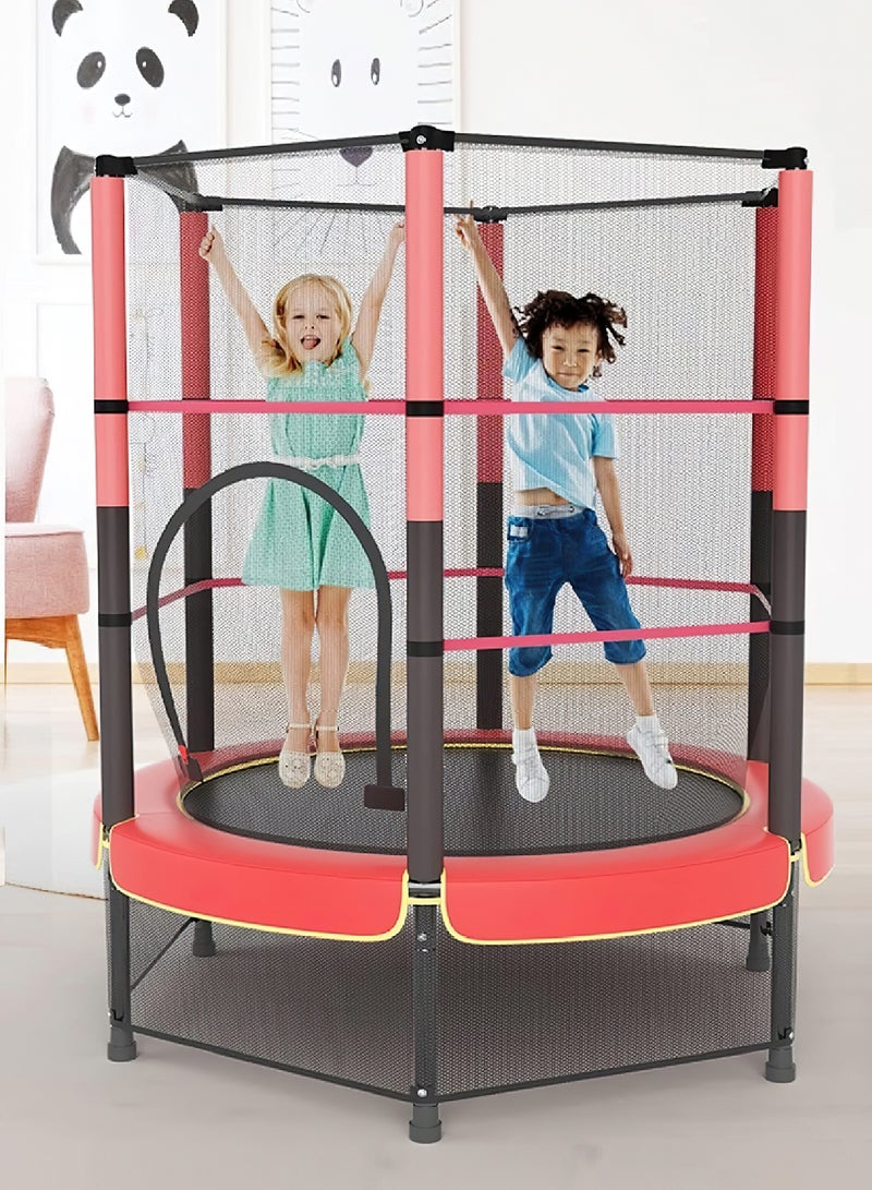 فنز  ترامبولين Funz مقاس 130 سم للاستخدام الداخلي والخارجي مع شبكة أمان، ترامبولين صغير مغلق خالٍ من الزنبرك للأطفال الصغار والأطفال باللون الأحمر - Image 5