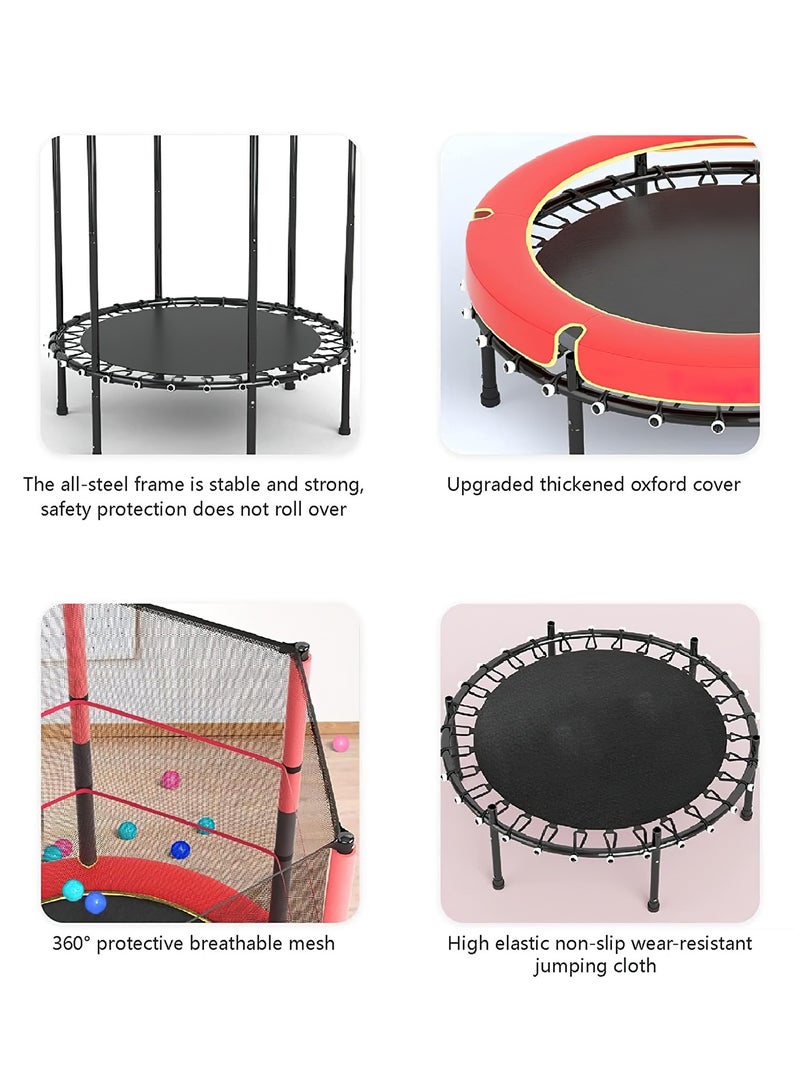 فنز  ترامبولين Funz مقاس 130 سم للاستخدام الداخلي والخارجي مع شبكة أمان، ترامبولين صغير مغلق خالٍ من الزنبرك للأطفال الصغار والأطفال باللون الأحمر - Image 2