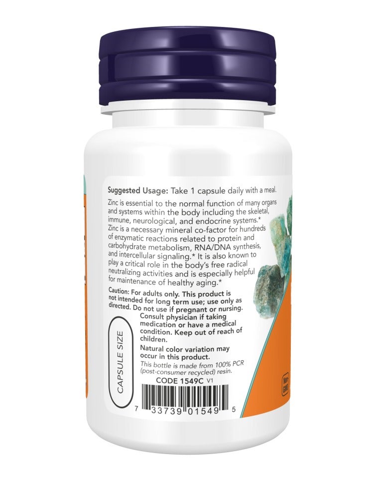NOW - Zinc Picolinate 50 mg Immune Support & Healthy Skin Dietary Supplement,(30 Vegetarian Capsules) - Image 2