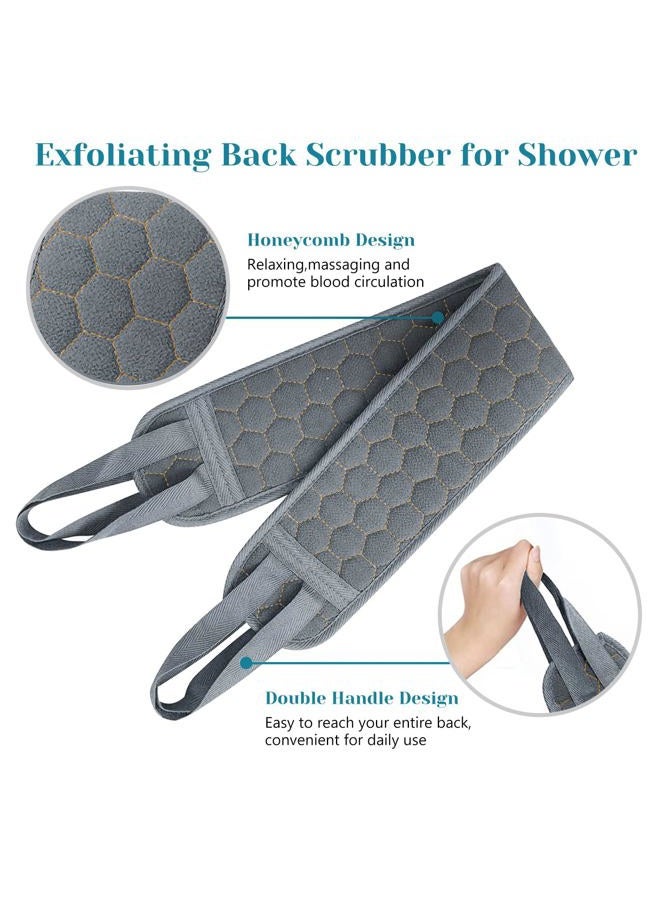 Inmorven Back Scrubber for Shower Exfoliating Body Scrubber 40 inch Double-Sided Back Exfoliator Scrub Towel, Bath Body Brush Widened Back Washer with Handle for Men and Women,Grey - Image 5