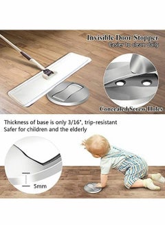 Y&D Magnetic Door Stop, Nickel Stainless Steel Bezel, Brushed, No Drilling, Retaining Wall Protector 2-Pack  - Image 3