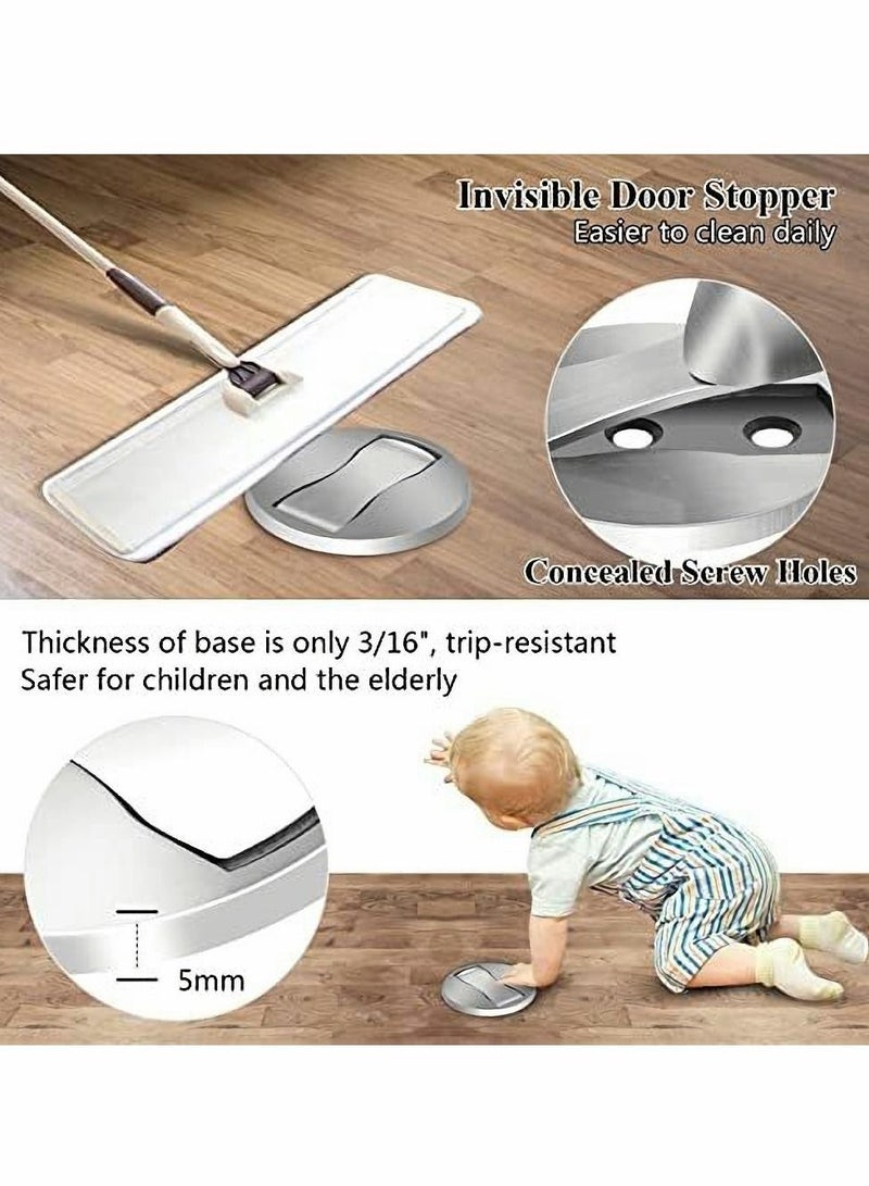 Y&D Magnetic Door Stop, Nickel Stainless Steel Bezel, Brushed, No Drilling, Retaining Wall Protector 2-Pack - Image 3