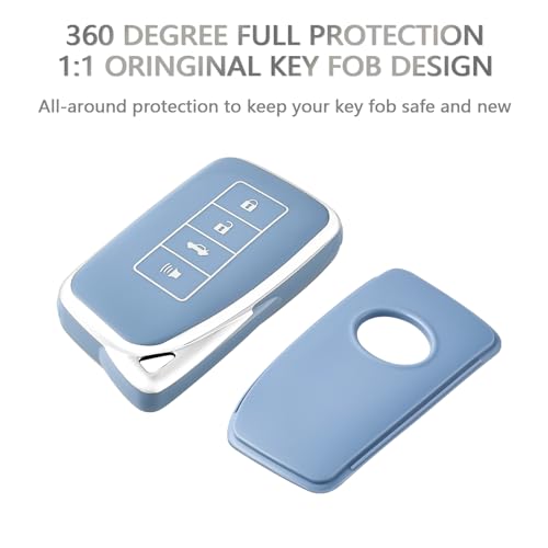 OFFCURVE غطاء مفتاح OFFCURVE لسيارات لكزس، غلاف مفتاح متوافق مع لكزس RX ES GS LS RS NX GX LX RC LC، ملحقات السيارة، واقي كامل لمفتاح السيارة، أزرق - Image 3