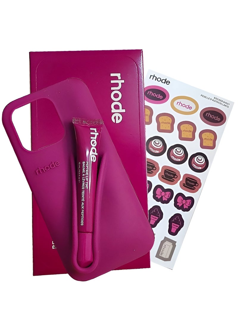 rhode Rhode Phone Case Combo for iPhone 15 Pro Max - Peptide Lip Gloss + Silicone Cover for iPhone 15 Pro Max with Tote Bag & Stickers - Gift Set for Girls/Women - Image 2