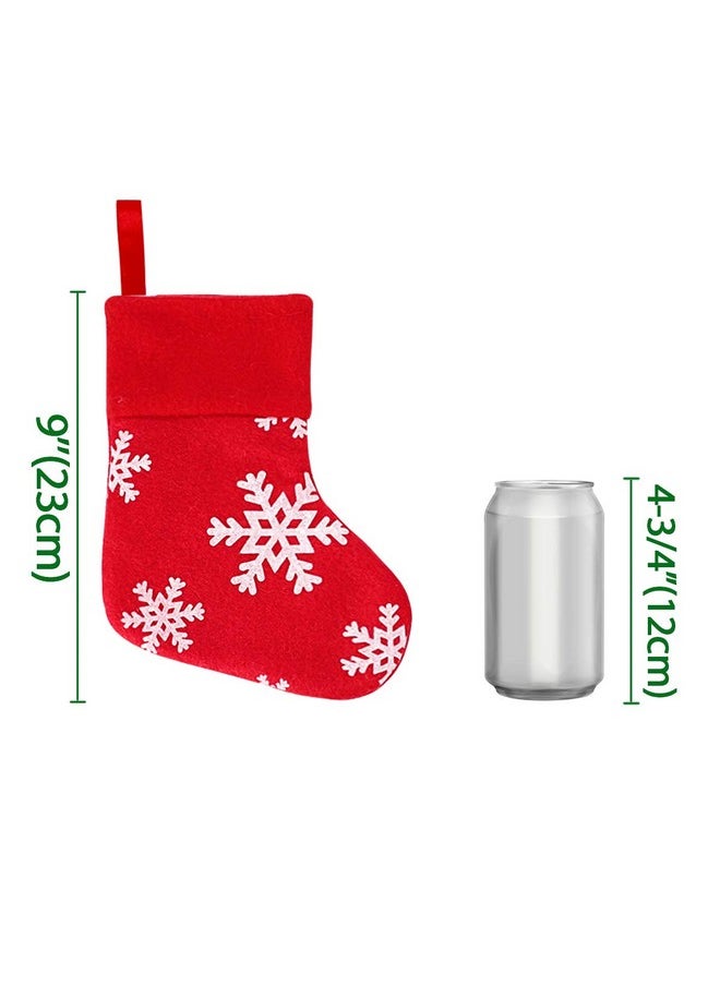 Ivenf Christmas Mini Stockings, 24 Pcs 7 Inches Plush With Snowflake Printed, Gift Card Bags Holders, Bulk Treats For Neighbors Coworkers Kids Cats Dogs, Small Rustic Red Xmas Tree Decorations Set  - Image 2