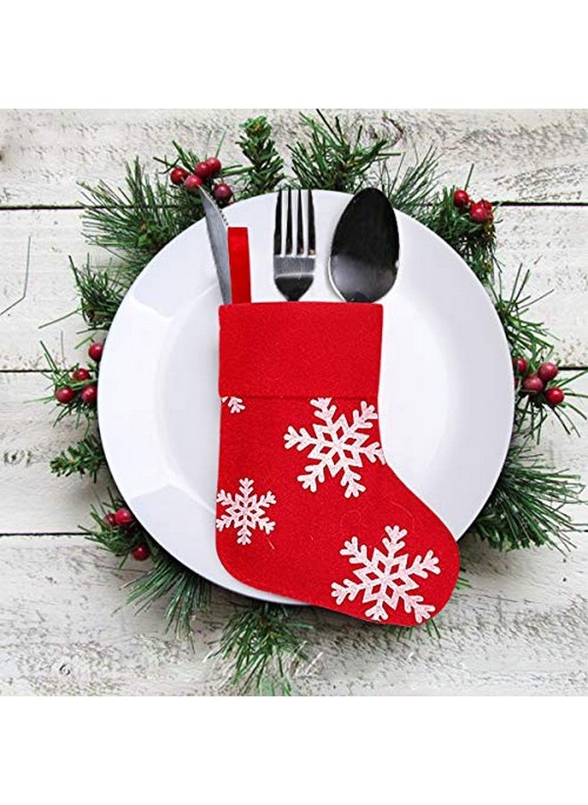 Ivenf Christmas Mini Stockings, 24 Pcs 7 Inches Plush With Snowflake Printed, Gift Card Bags Holders, Bulk Treats For Neighbors Coworkers Kids Cats Dogs, Small Rustic Red Xmas Tree Decorations Set  - Image 5