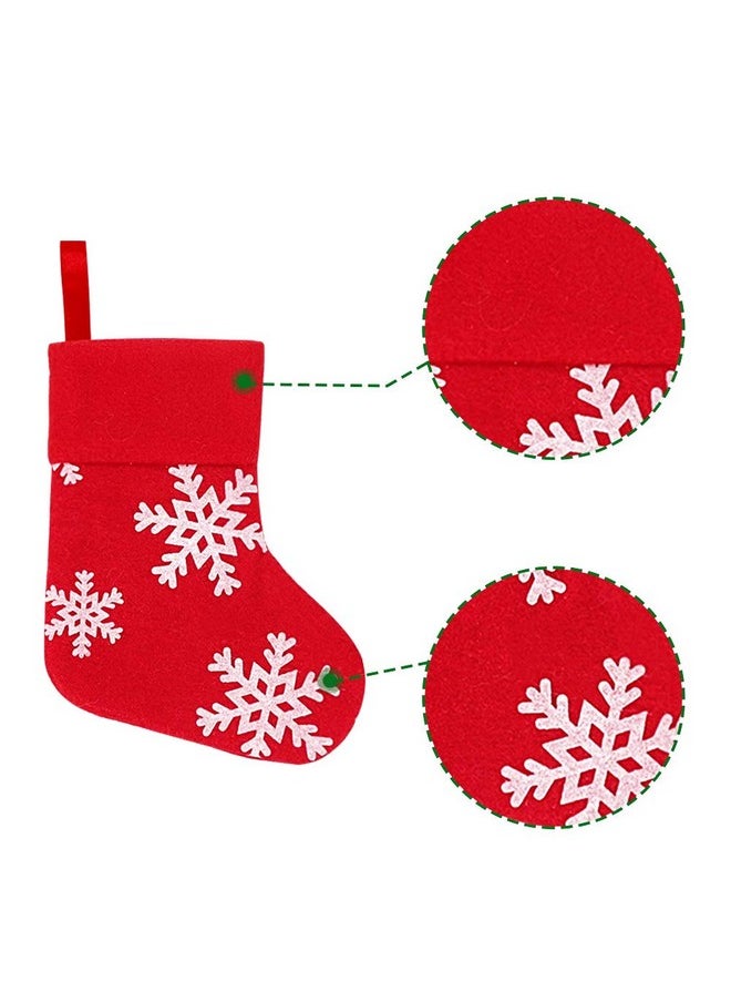 Ivenf Christmas Mini Stockings, 24 Pcs 7 Inches Plush With Snowflake Printed, Gift Card Bags Holders, Bulk Treats For Neighbors Coworkers Kids Cats Dogs, Small Rustic Red Xmas Tree Decorations Set  - Image 3
