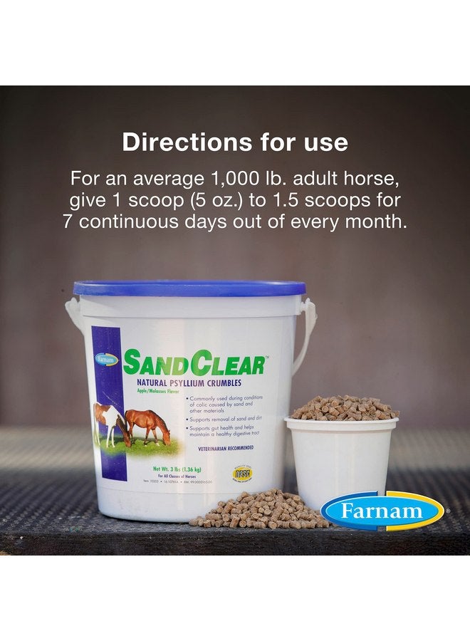 Farnam Sand Clear for Horses Natural Psyllium Crumbles, Veterinarian recommended to support the removal of sand & dirt from the ventral colon, 3 lbs., 9 scoops - Image 3