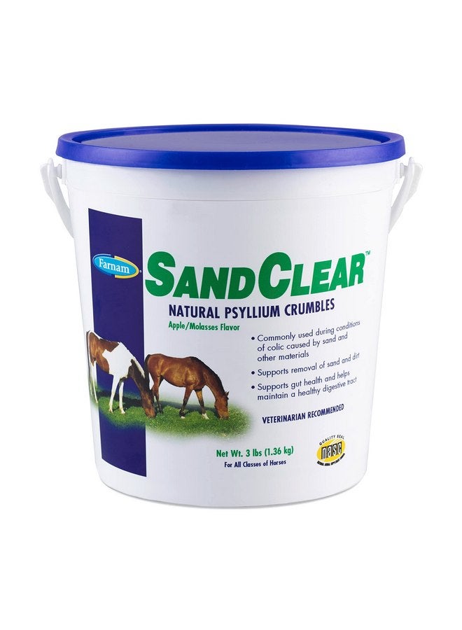 Farnam Sand Clear for Horses Natural Psyllium Crumbles, Veterinarian recommended to support the removal of sand & dirt from the ventral colon, 3 lbs., 9 scoops - Image 1