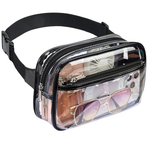 Packism Clear Fanny Pack Stadium Approved - Packism Clear Belt Bag for Women Men Transparent Waist Bag with Adjustable Strap for Concerts, Sporting Events - Black - Image 1