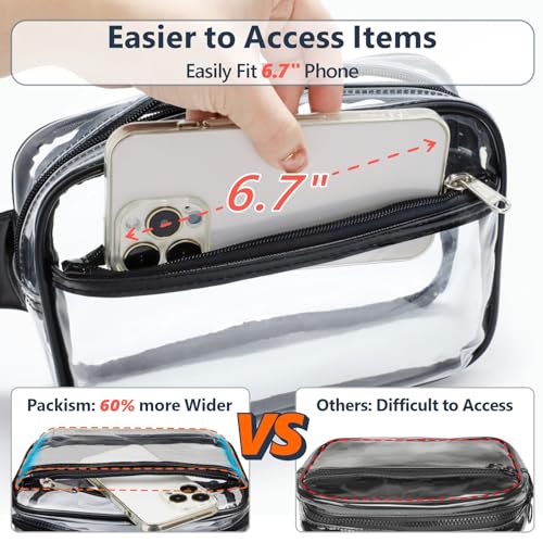 Packism Clear Fanny Pack Stadium Approved - Packism Clear Belt Bag for Women Men Transparent Waist Bag with Adjustable Strap for Concerts, Sporting Events - Black - Image 5