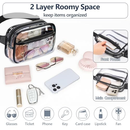 Packism Clear Fanny Pack Stadium Approved - Packism Clear Belt Bag for Women Men Transparent Waist Bag with Adjustable Strap for Concerts, Sporting Events - Black - Image 4
