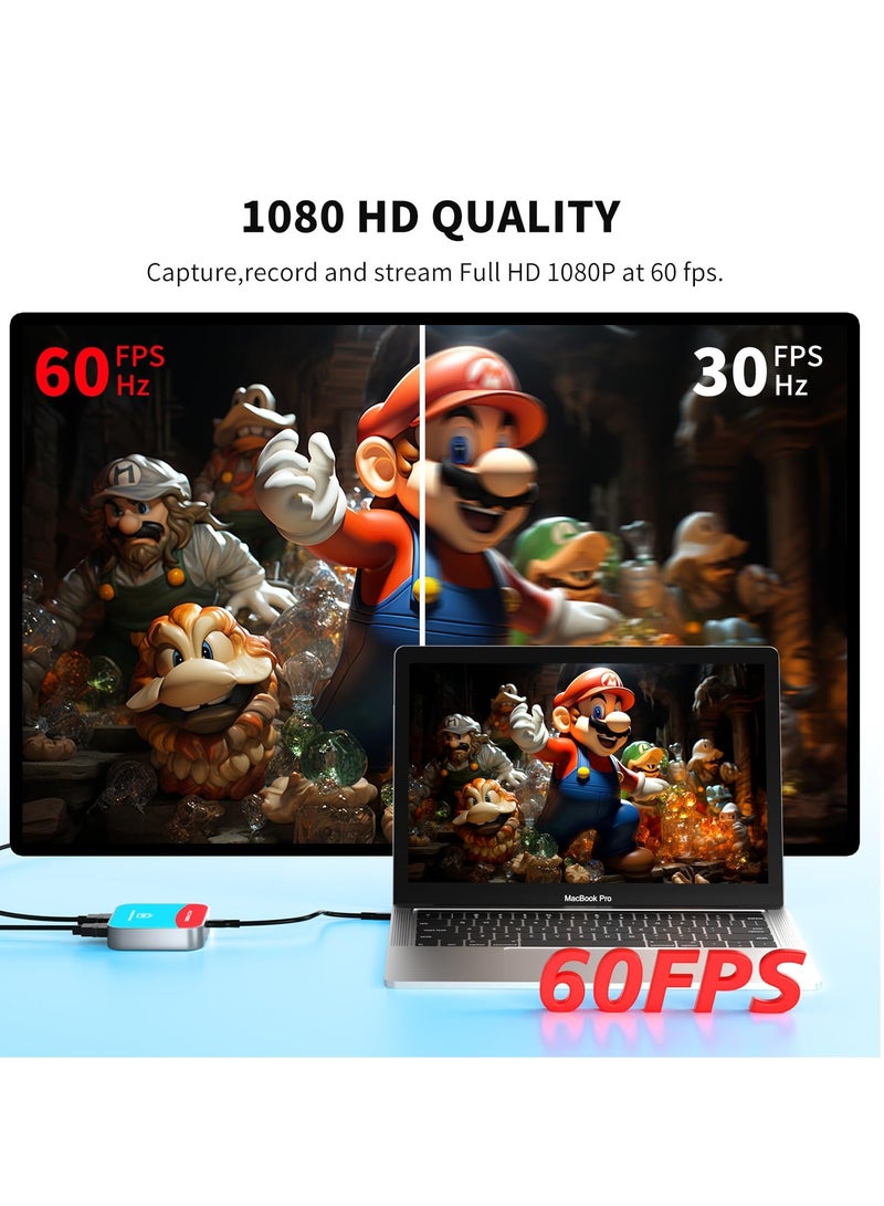 SOLARAE Capture Card for Nintendo Switch, 4K Audio Video Capture Card, USB C 3.0 1080P 60FPS HDMI Recorder for Gaming/Live Streaming/Video Conference, Works for Nintendo Switch/PS5/Xbox/OBS/Camera/PC - Image 2
