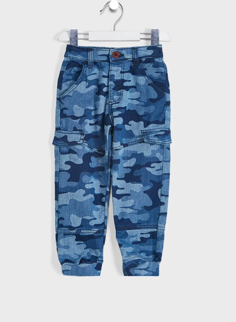 MINOTI Boys Navy Camo Basic Comfy Combat Pant