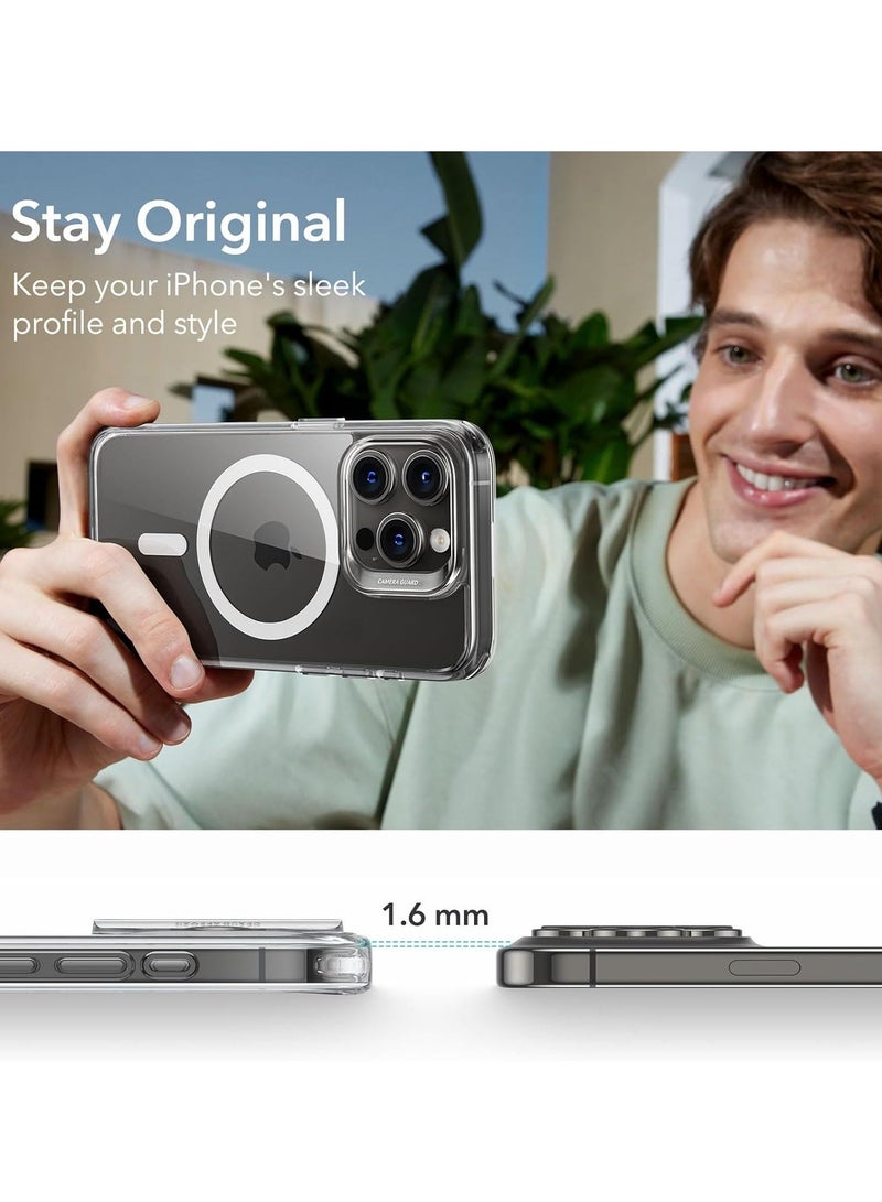 MUNTAQI غطاء حماية لجهاز iPhone 15 Pro، متوافق مع MagSafe، حماية من الدرجة العسكرية، مقاوم للاصفرار، ظهر مقاوم للخدوش، غطاء مغناطيسي لجهاز iPhone 15 Pro، سلسلة كلاسيكية، شفاف - Image 5