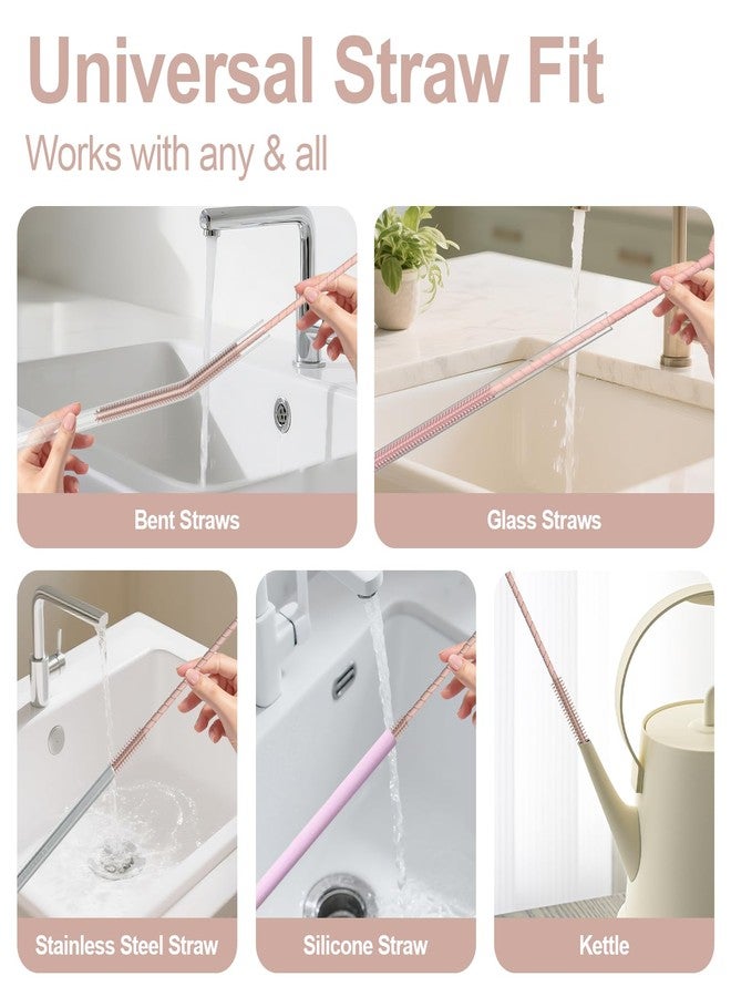 YOTIME Silicone Straw Cleaner Brush, 2 Pcs Reusable Straw Brush(6mm+9mm) for Cleaning Narrow & Wide Straws, Tumblers, Pink - Image 5