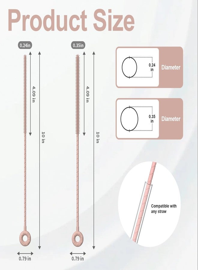 YOTIME Silicone Straw Cleaner Brush, 2 Pcs Reusable Straw Brush(6mm+9mm) for Cleaning Narrow & Wide Straws, Tumblers, Pink - Image 2