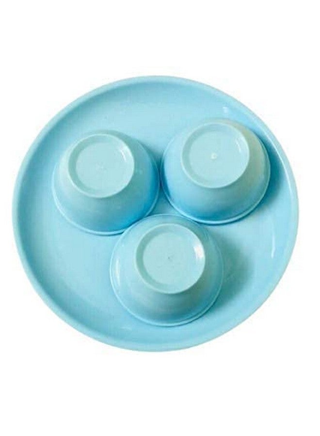 Everbuy Plastic Unbreakable Round Microwave Safe Full Dinner Plates - Aqua Blue (Set of 4 Plates & 4 Bowls) - Image 2