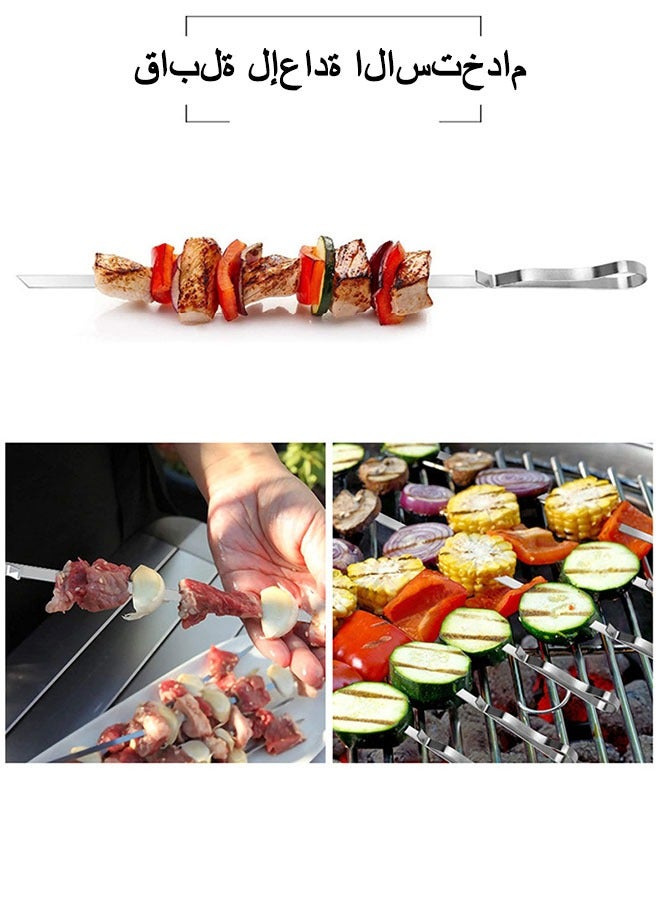 6Pcs Barbecue Skewers With Two Storage Bags, Stainless Steel Barbecue Skewers, Barbecue Skewers, Flat Barbecue Metal Skewers, Reusable Barbecue Skewers. - Image 2