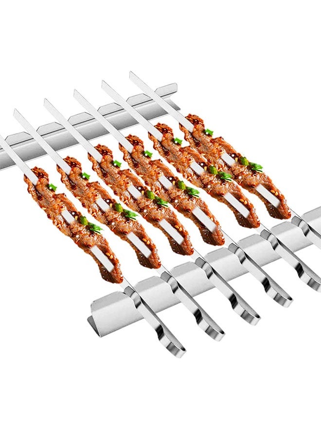 6Pcs Barbecue Skewers With Two Storage Bags, Stainless Steel Barbecue Skewers, Barbecue Skewers, Flat Barbecue Metal Skewers, Reusable Barbecue Skewers. - Image 4