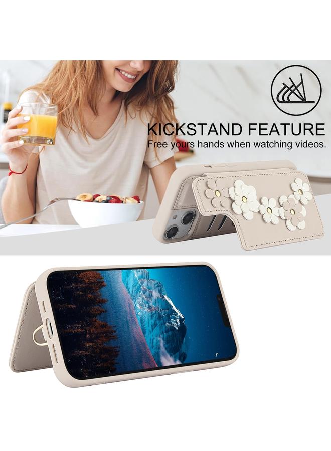 اس-توب جراب هاتف جلدي بتصميم زهور لهاتف iPhone 15 Crossbody - Image 5